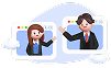3d Cartoon People Concept Online Meeting Virtual Conference Video Call 1